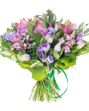 bouquet of roses, lilies and violets for sale