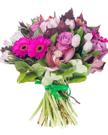 bouquet of roses, gerbera daisies and alstroemeria in shades of pink2