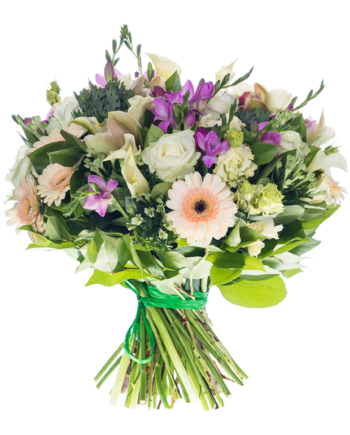 bouquet of white Roses, Gerbera Daisies and Lilies2
